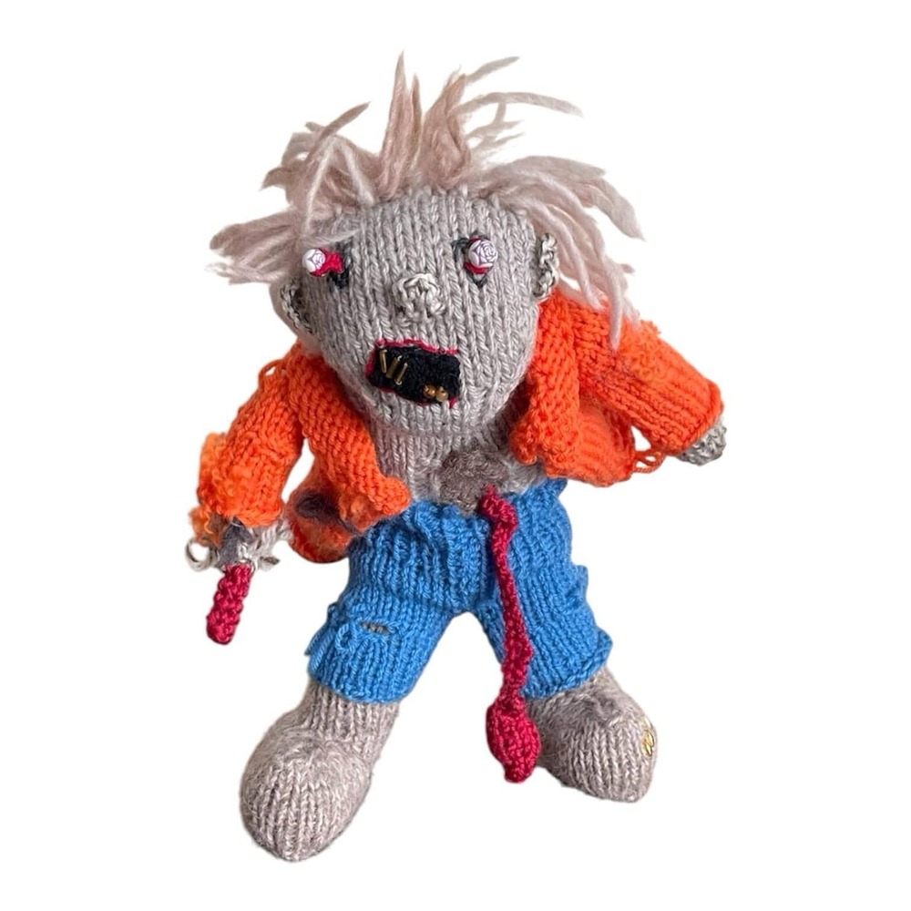 Handmade Zombie Halloween Decor Walking Dead Walkers Knitted Stuffed Doll New
